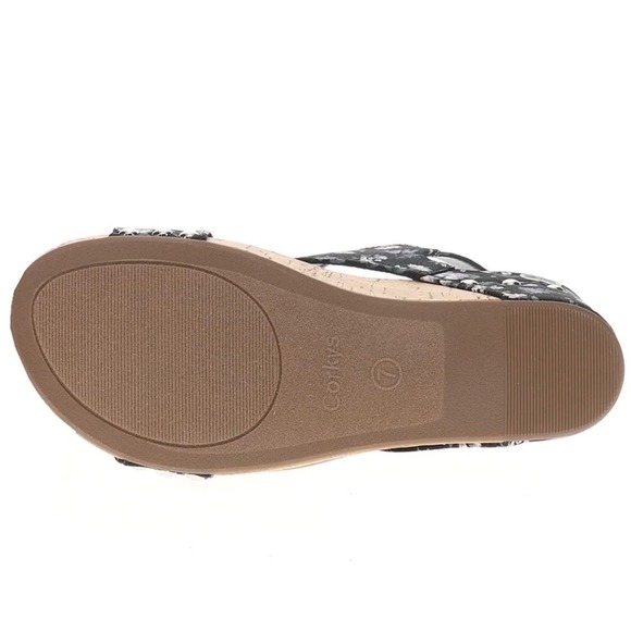 Corkys Carley Womens Black Floral Wedge Sandals Slingback Size 10 NEW - Picture 7 of 12